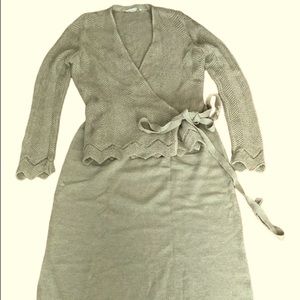 Tan Herringbone Knit Sweater Skirt Set Sz 10